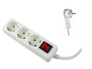 Steckdosenleisten mit Schalter und Flachstecker