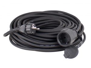 Rubber extension cable for outdoor use, black