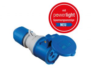 Camping CEE coupling with powerlight