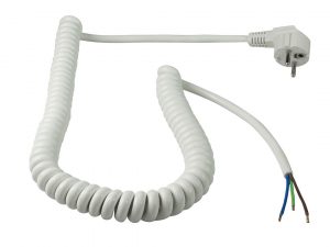Spiral cable / connecting cable with angled plug for indoor use