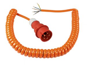 CEE Anschlussleitung mit Spiralkabel aus Polyurethan