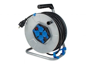 Metal cable reel for indoor use