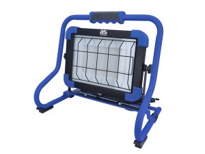 Slimline Pro mobiler Chip-LED Strahler 80 W mit OSRAM LED-Chip, Schutzgitter und stabilem Metall-Gestell, IP65 staub- und strahlwassergeschützt.