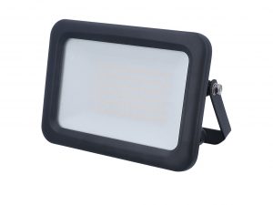 Optiline LED Strahler 50 W mit satiniertem Lichtaustritt, robustem Kunststoffgehäuse und Aluminium-Wärmeableitung, IP65 geschützt.