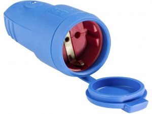 Gniazdo gumowe z uziemieniem Basic 230 V, 16 A, niebieskie | 62411