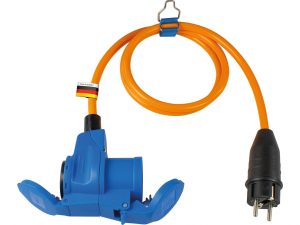 Adapter CEE wtyk IP44 na gniazdo CEE 3P z dodatkowym gniazdem IP44 230 V, 16 A, 3P H07BQ-F 3G2,5 1,5 m | 62436